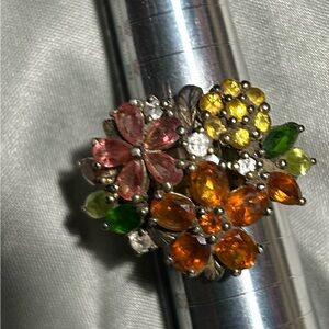 Floral Multicolor Gemstone Ring
